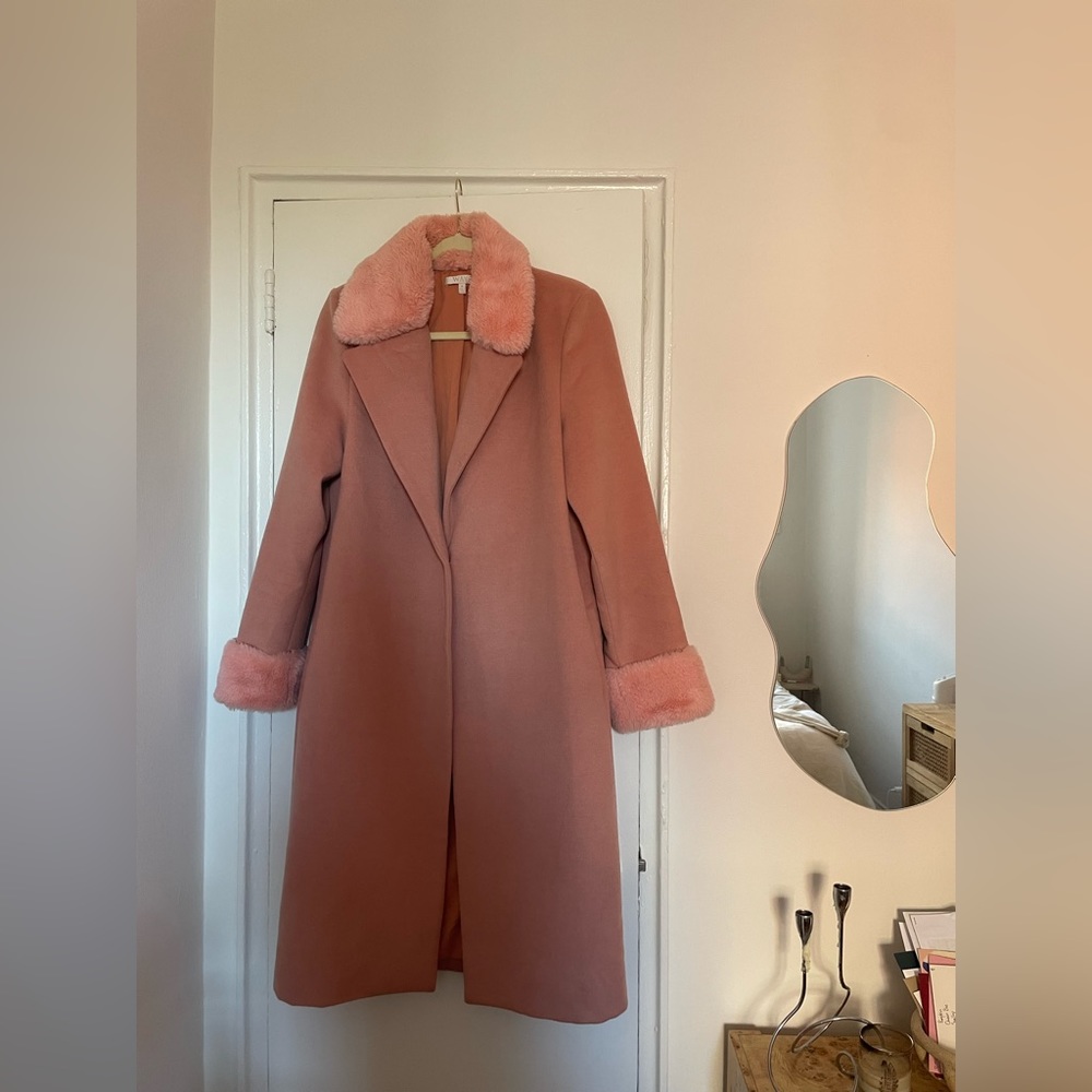 WAYF Pink Detachable Fur Coat Size Medium